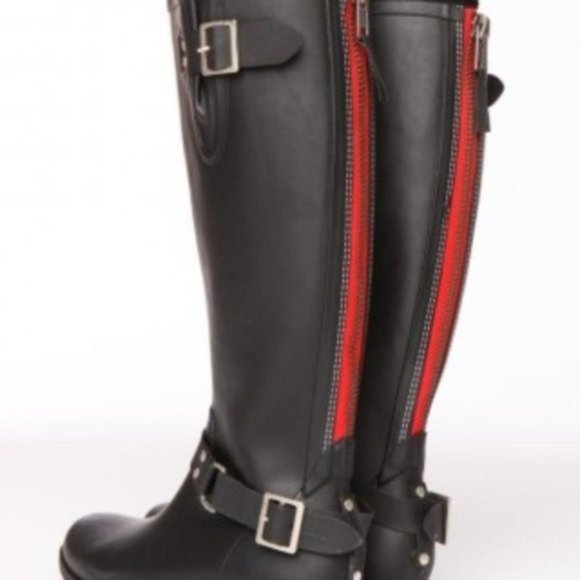 Steve Madden Tsunami Black Rain Boots 8 - Picture 2 of 9